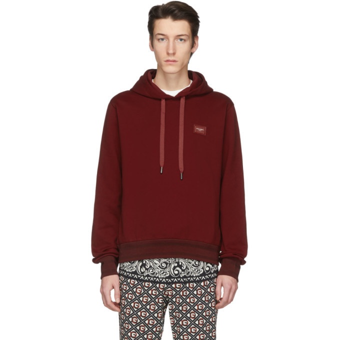 Photo: Dolce and Gabbana Red Branded Plate Hoodie
