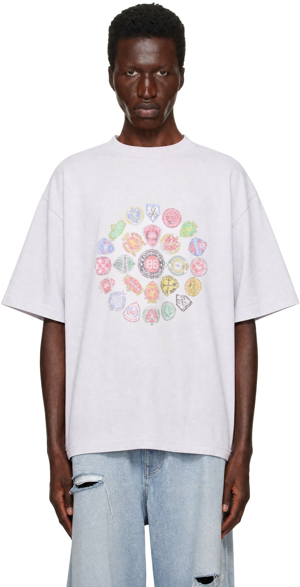Balenciaga Gray Spiral Crest T-shirt