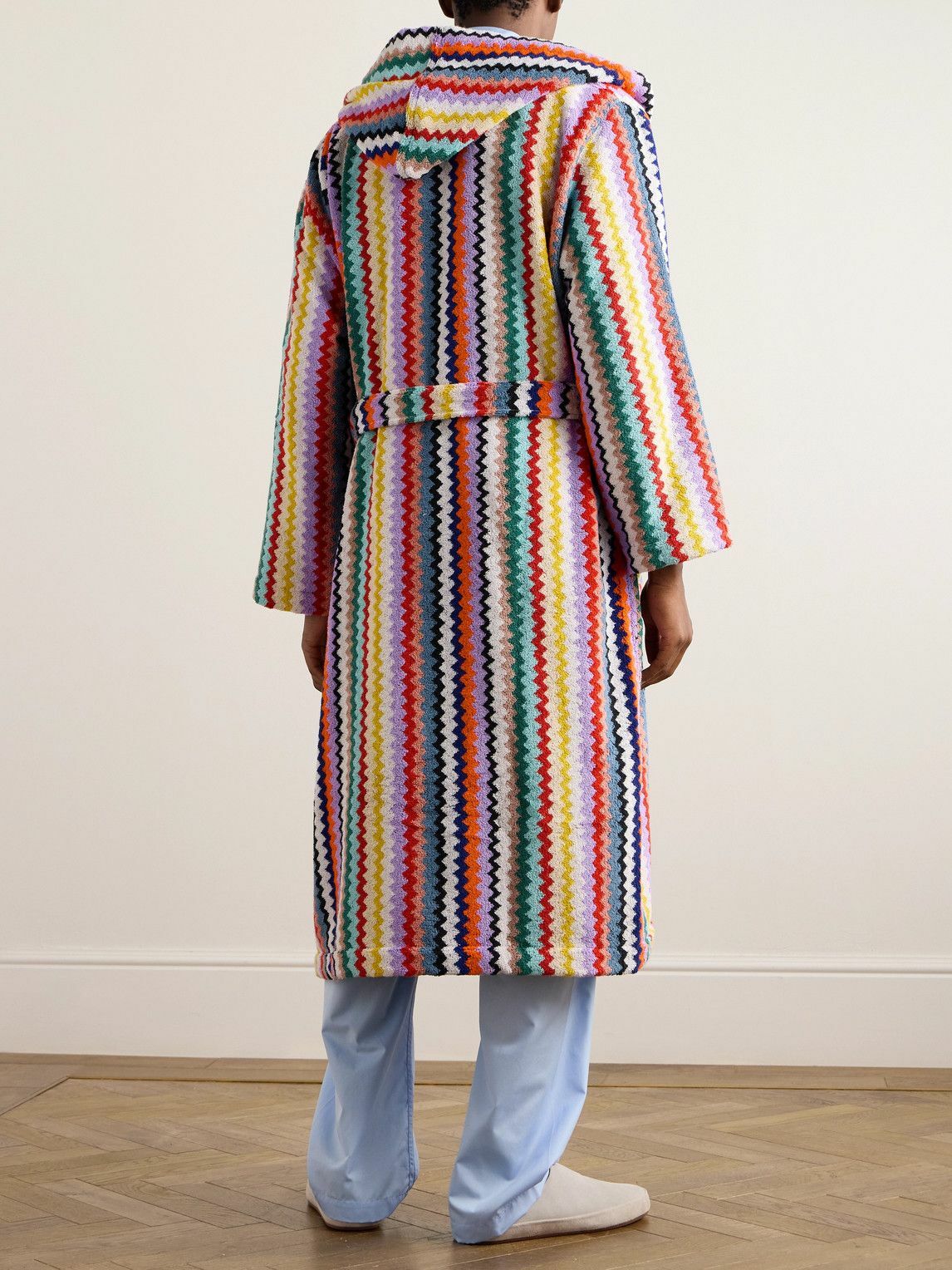 Missoni Home - Riverbero Striped Cotton-Terry Hooded Robe - Red