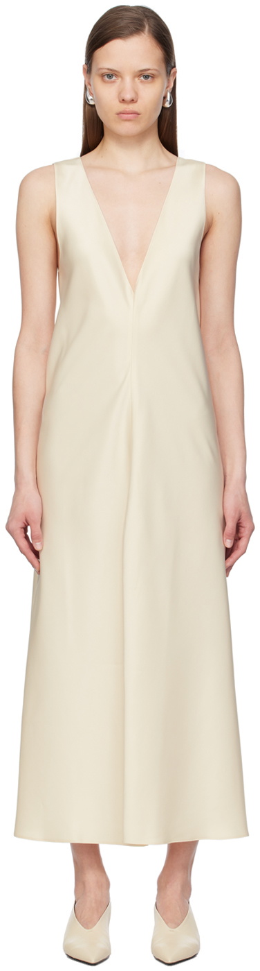 LESET Off-White Barb Midi Dress