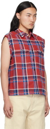 Rick Owens DRKSHDW Red & Navy Hollywood SL Cropped Outershirt Vest