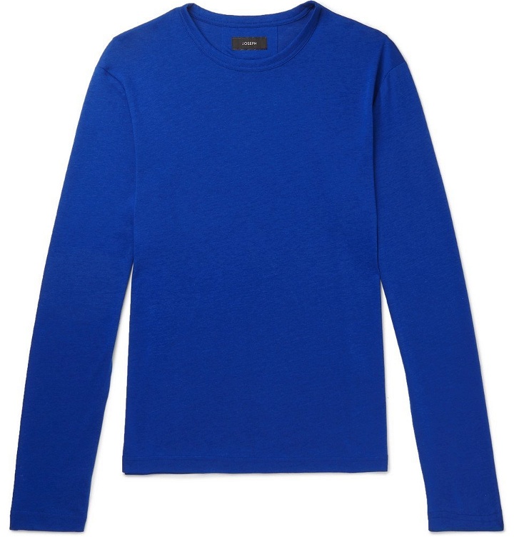 Photo: Joseph - Lyocell and Cotton-Blend Jersey T-Shirt - Men - Blue
