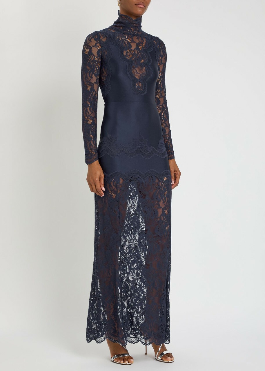 Rabanne Lace Maxi Dress Navy
