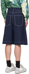 Sunnei Blue Pleated Shorts