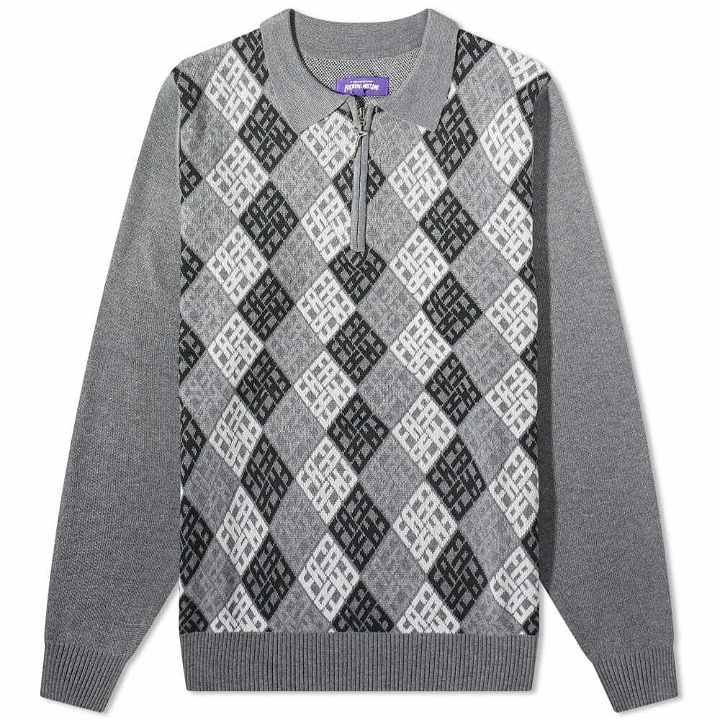 Photo: Fucking Awesome Men's FA Monogram 1/4 Zip Knit in Silver