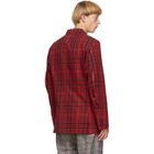 Comme des Garcons Homme Plus Red Check Arm Slit Blazer