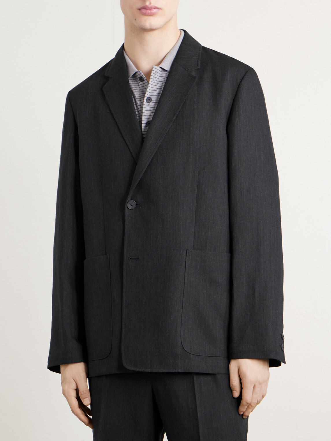 ATON - Linen and Wool-Blend Suit Jacket - Black