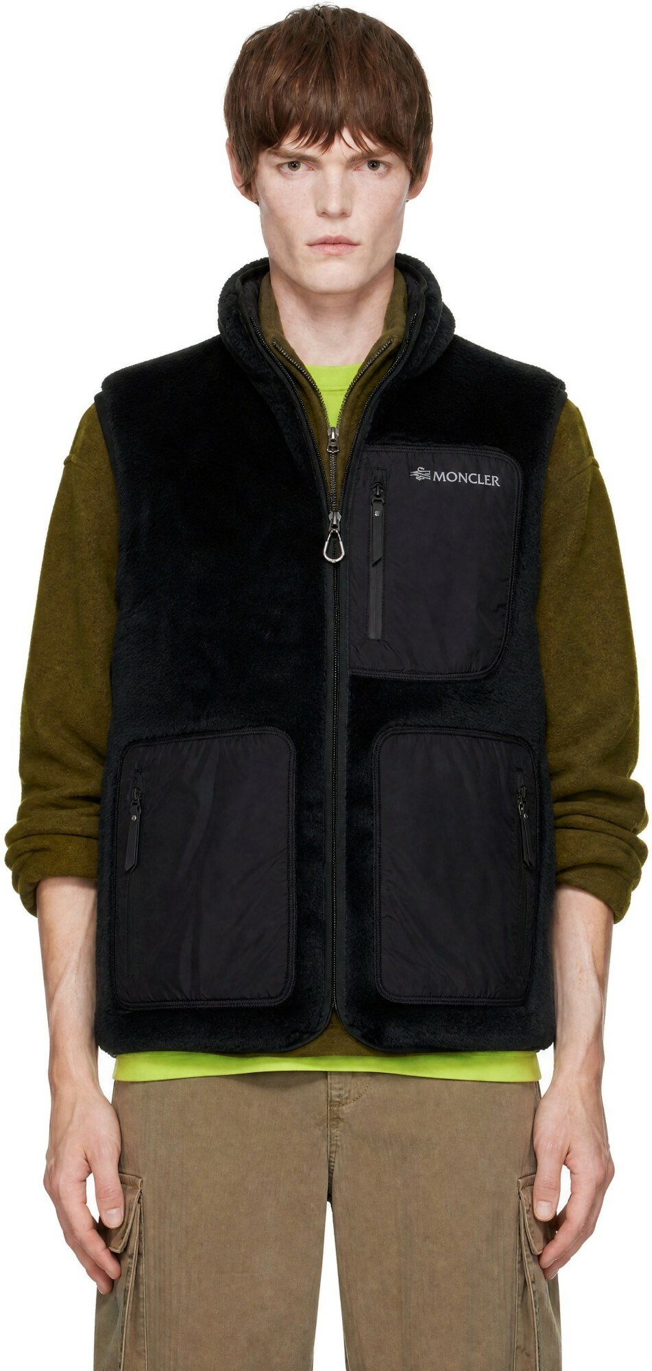 Moncler Black Reversible Fleece Down Vest