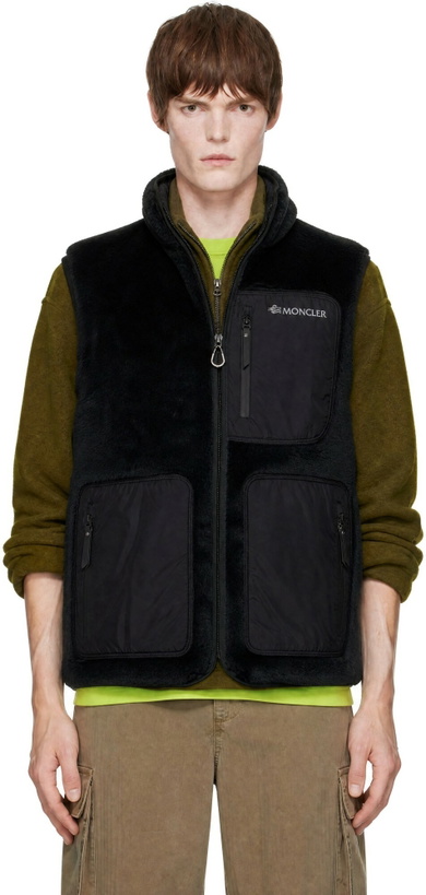 Photo: Moncler Black Reversible Fleece Down Vest