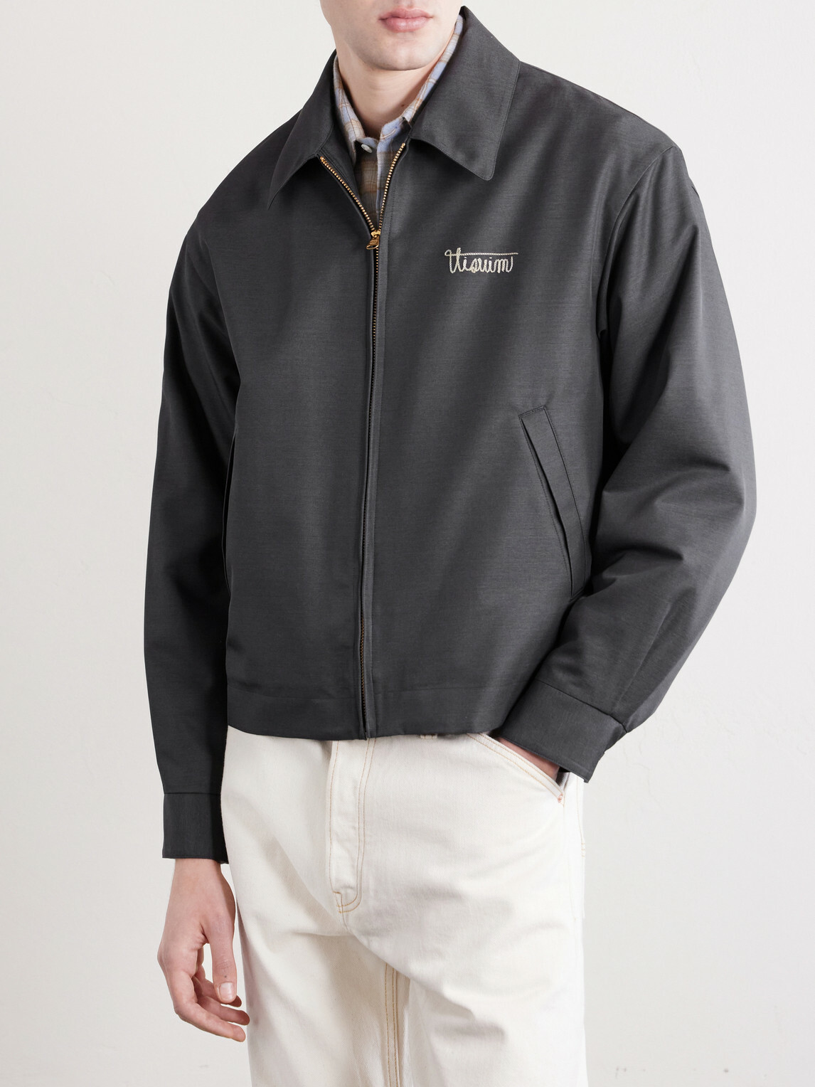 Visvim - Kluane Logo-Embroidered Wool and Silk-Blend Blouson Jacket - Gray