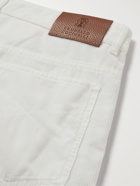 BRUNELLO CUCINELLI - Slim-Fit Tapered Cotton-Corduroy Trousers - White