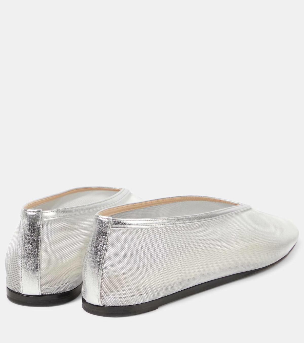 Le Monde Béryl Luna leather-trimmed mesh ballet flats