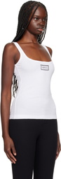 Versace Underwear White Rib & Embroidery Patch Tank Top