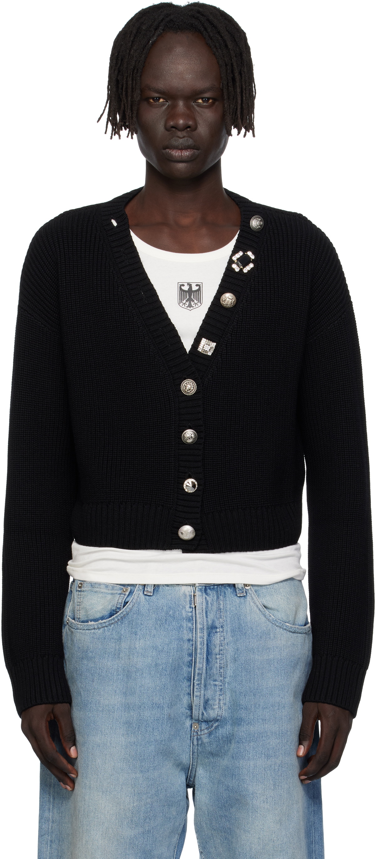 VETEMENTS Black Fancy Button Mini Cardigan