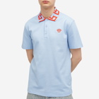 Versace Men's Meduda Polo Shirt in Blue Hydrangea Coral