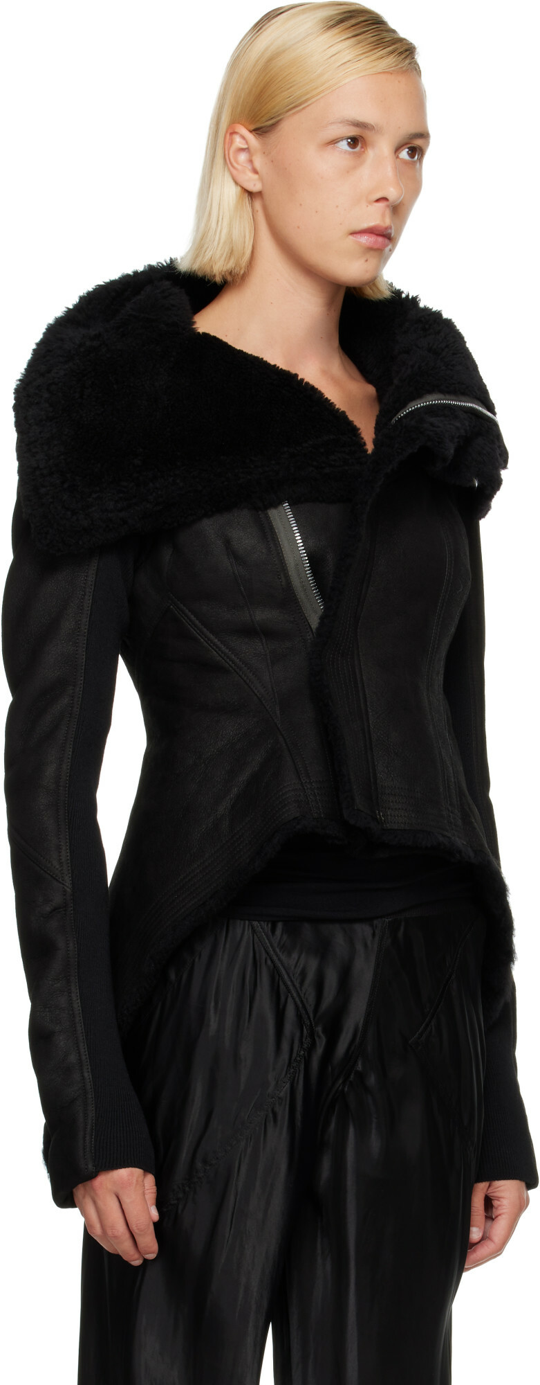 Rick Owens Black Tower Naska Shearling Jacket