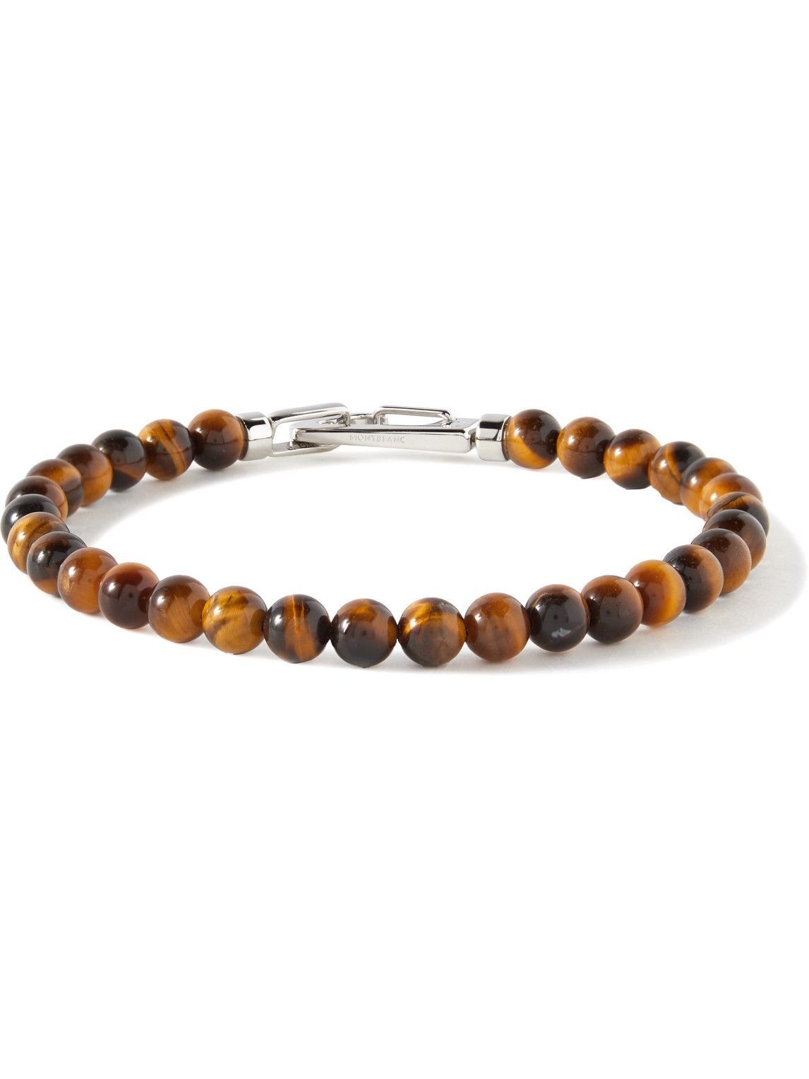 Photo: Montblanc - Tiger's Eye and Stainless Steel Beaded Bracelet - Silver