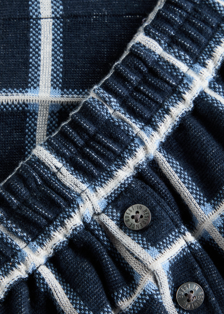 Guest In Residence Picnic Plaid Intarsia Silk-blend Shorts Navy