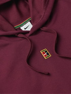 Nike Tennis - NikeCourt Logo-Appliquéd Cotton-Blend Jersey Hoodie - Burgundy