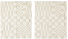 Dusen Dusen Off-White & Beige Check Bedding Set, Full/Queen