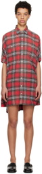 R13 Red Plaid Oversized Boxy Shirt Minidress