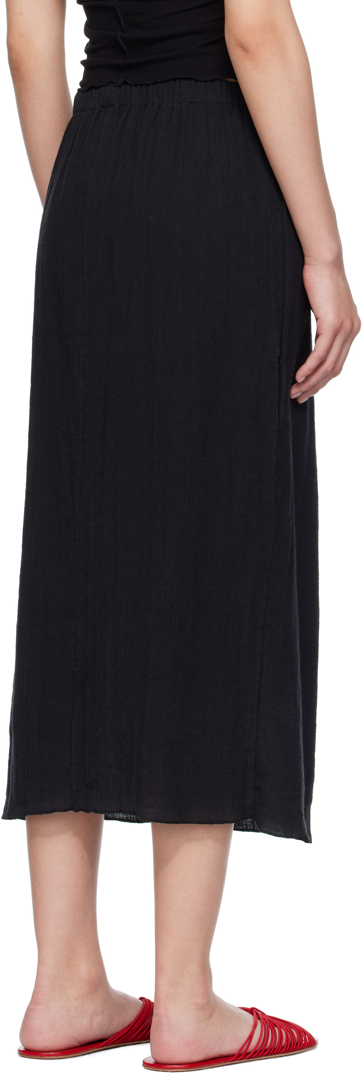 Baserange Black Folio Midi Skirt