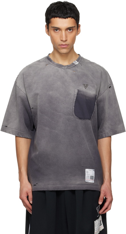 Photo: Maison MIHARA YASUHIRO Gray Sun Faded V Neck T-shirt