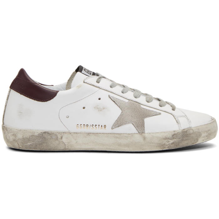 Photo: Golden Goose White and Burgundy Superstar Sneakers 