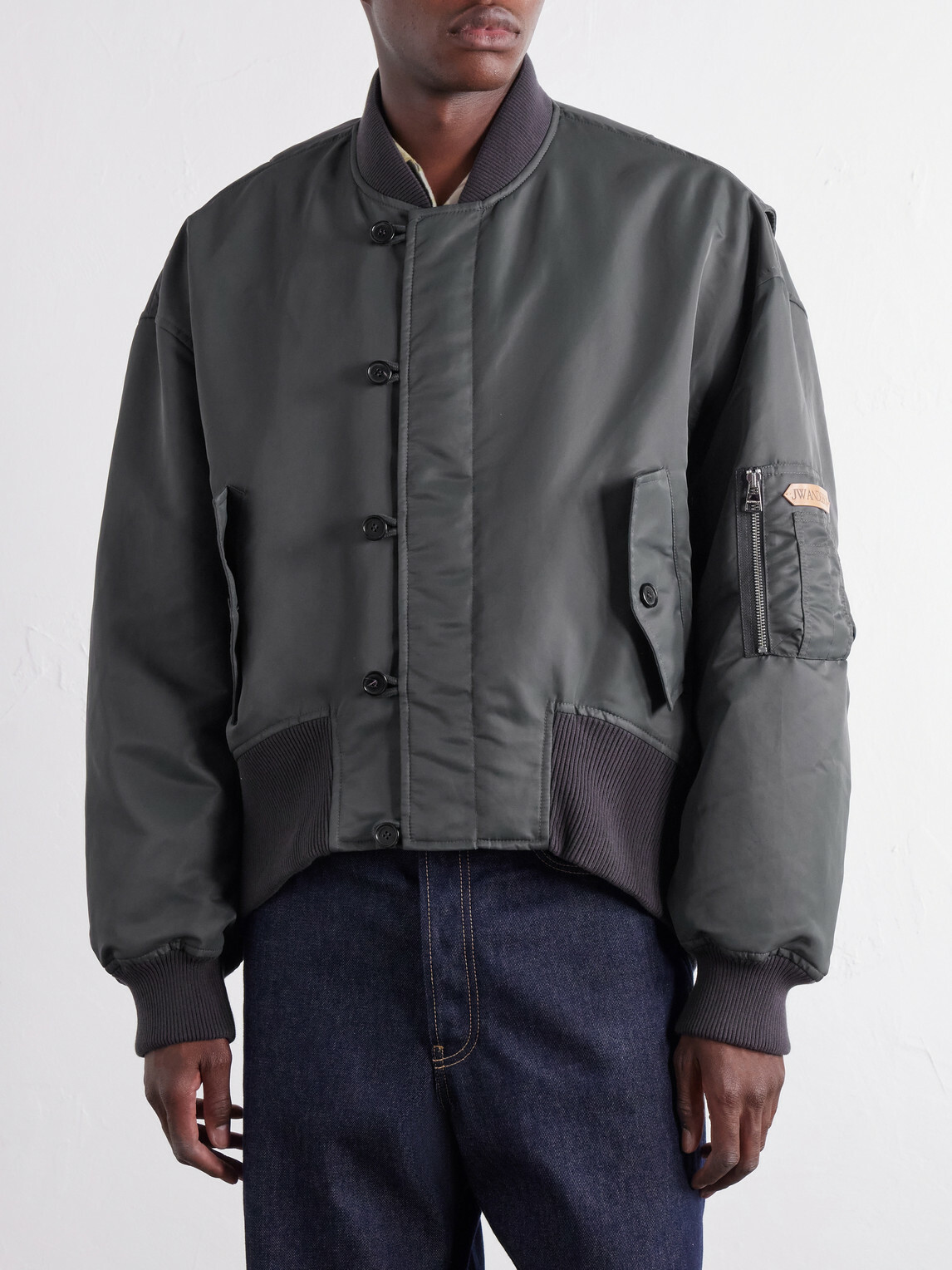 JW Anderson - Rib-Trimmed Shell Bomber Jacket - Gray