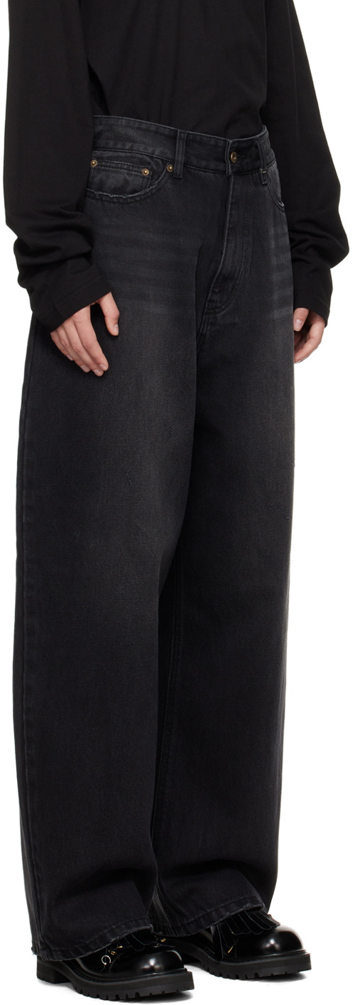 We11done Black Washed Loose-Fit Jeans