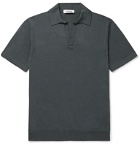 Saman Amel - Slim-Fit Mercerised Cotton and Silk-Blend Polo Shirt - Gray
