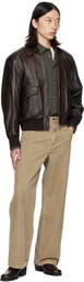 COOR Brown Vintage Cow Skin A-2 Leather Jacket