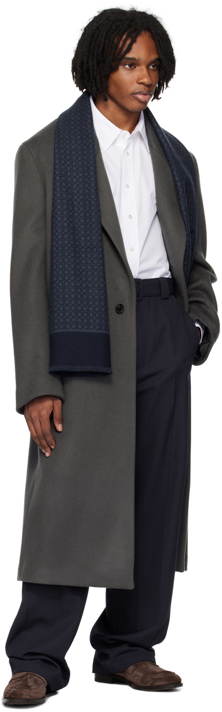 Ferragamo Navy Gancini Scarf