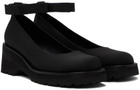 AMOMENTO Black Round Toe Strap Ballerina Flats