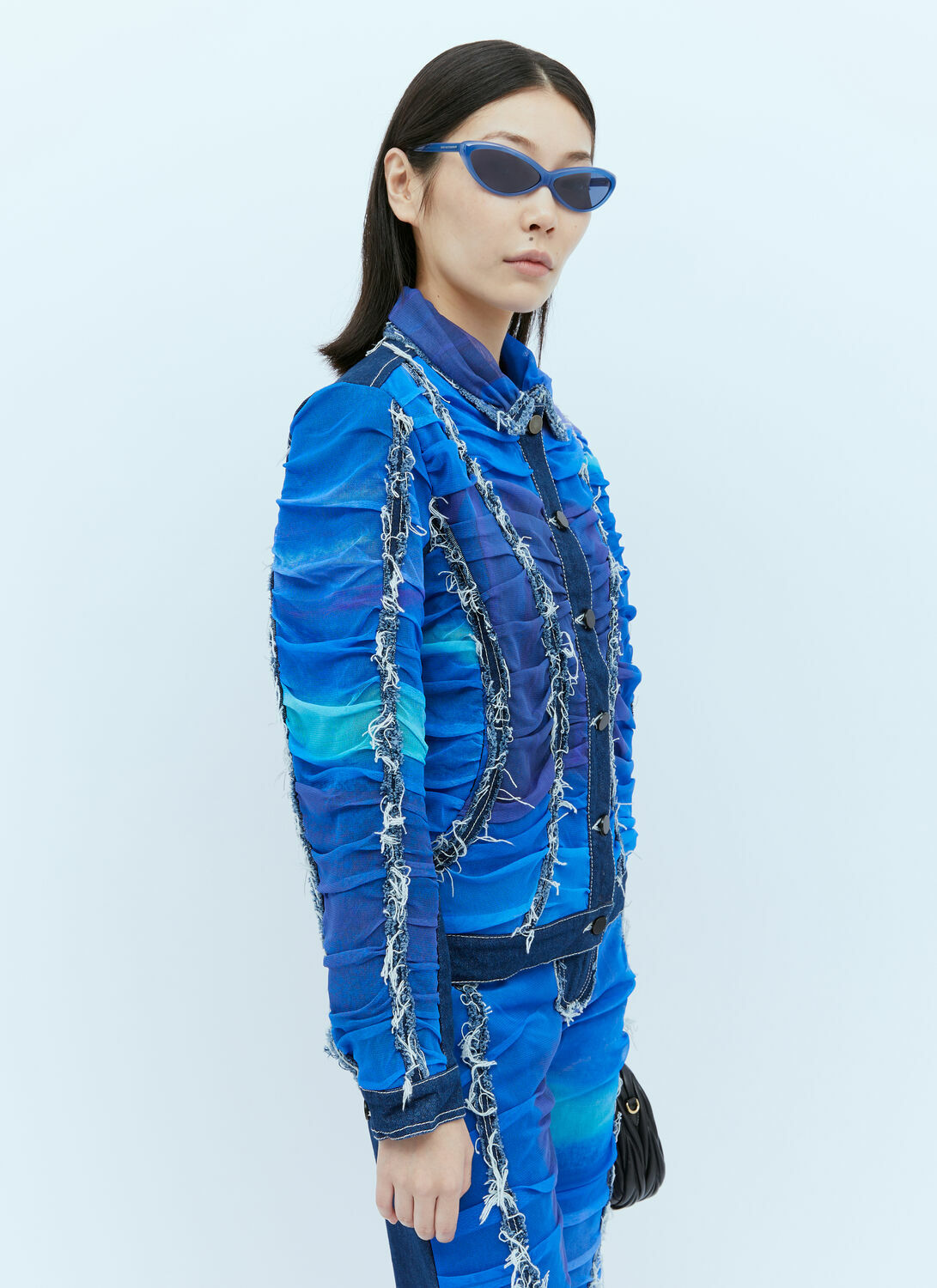 Paula Canovas del Vas Mesh Construction Denim Jacket