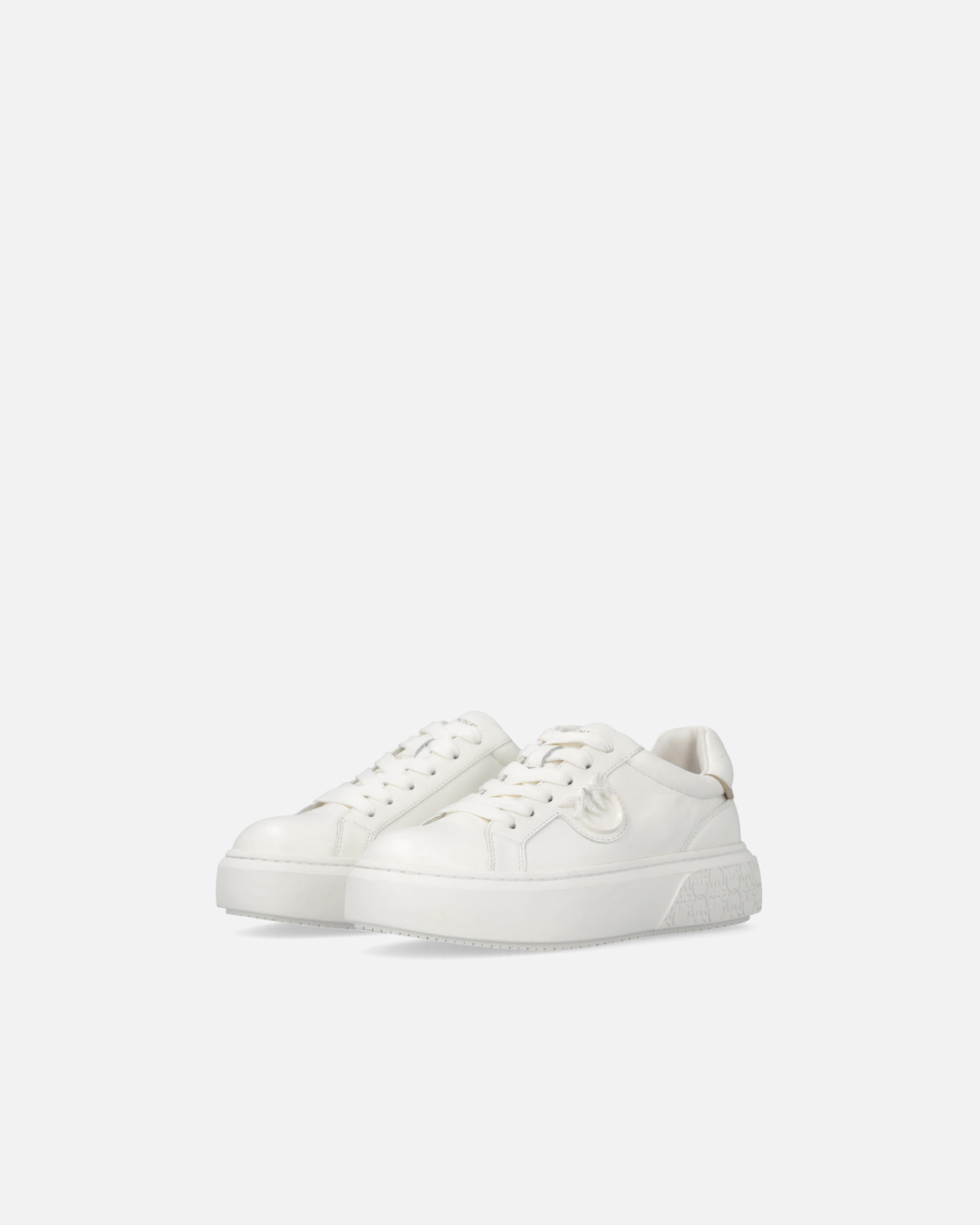 Pinko Leather Sneakers With Platform Sole Milk White
