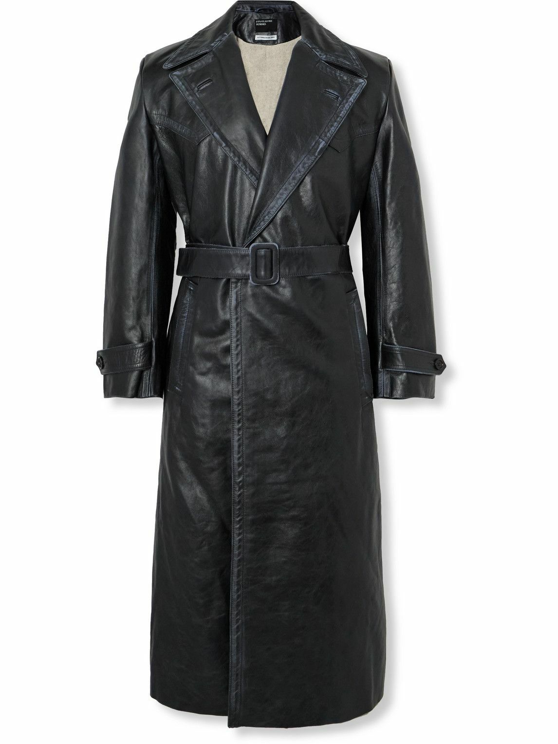 Enfants Riches Déprimés - Belted Panelled Leather Trench Coat - Black