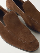 Manolo Blahnik - Truro Leather-Trimmed Suede Loafers - Brown