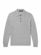 Incotex - Incotex Zanone Cable-Knit Virgin Wool and Cashmere-Blend Polo Shirt - Gray