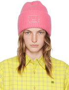 Acne Studios Pink Embellished Face Logo Beanie