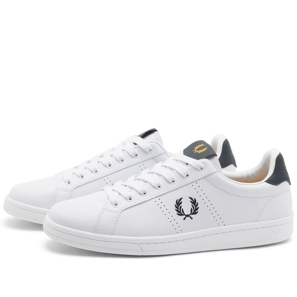 Fred Perry Authentic Mens B721 Leather Sneakers In Whitenavy Fred Perry Authentic 