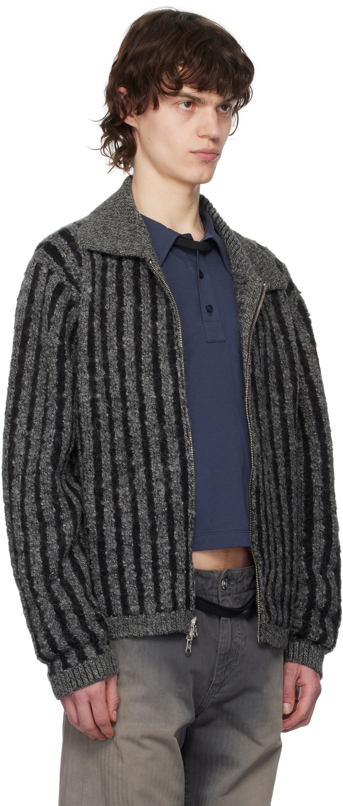 Eckhaus Latta Gray & Black Duo Reversible Jacket