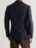 Lardini - Unstructured Double-Breasted Ribbed Cotton-Blend Blazer - Blue