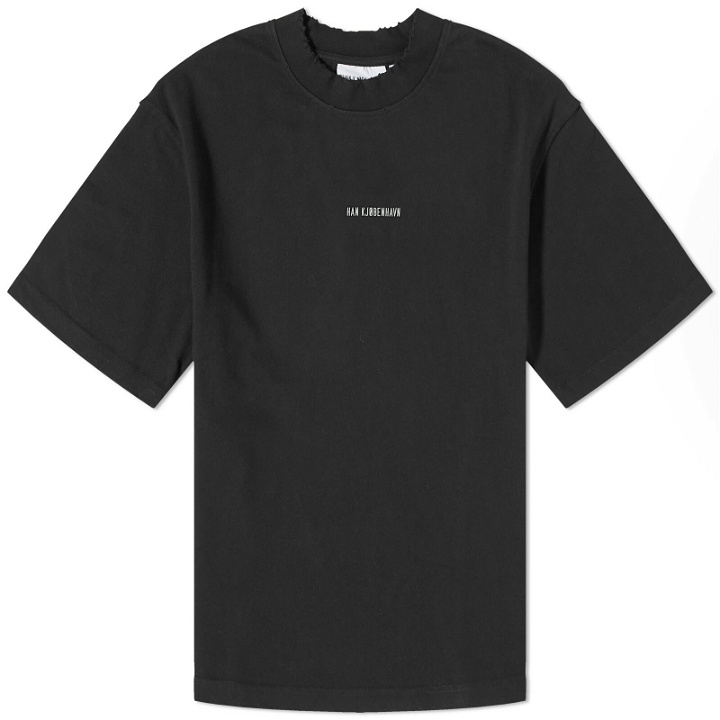 Photo: Han Kjobenhavn Men's Distressed Logo T-Shirt in Distressed Black