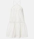 Poupette St Barth Nora lace-trimmed halterneck cotton minidress