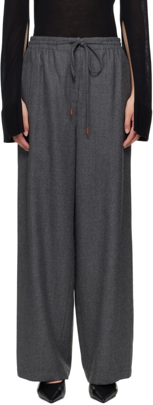 Photo: LE17SEPTEMBRE Gray Drawstring Easy Wool Trousers