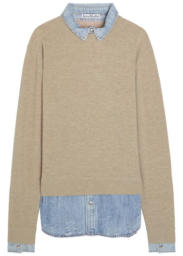 Photo: Acne Studios Layered Denim Shirt Wool Jumper Beige