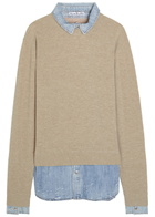 Acne Studios Layered Denim Shirt Wool Jumper Beige