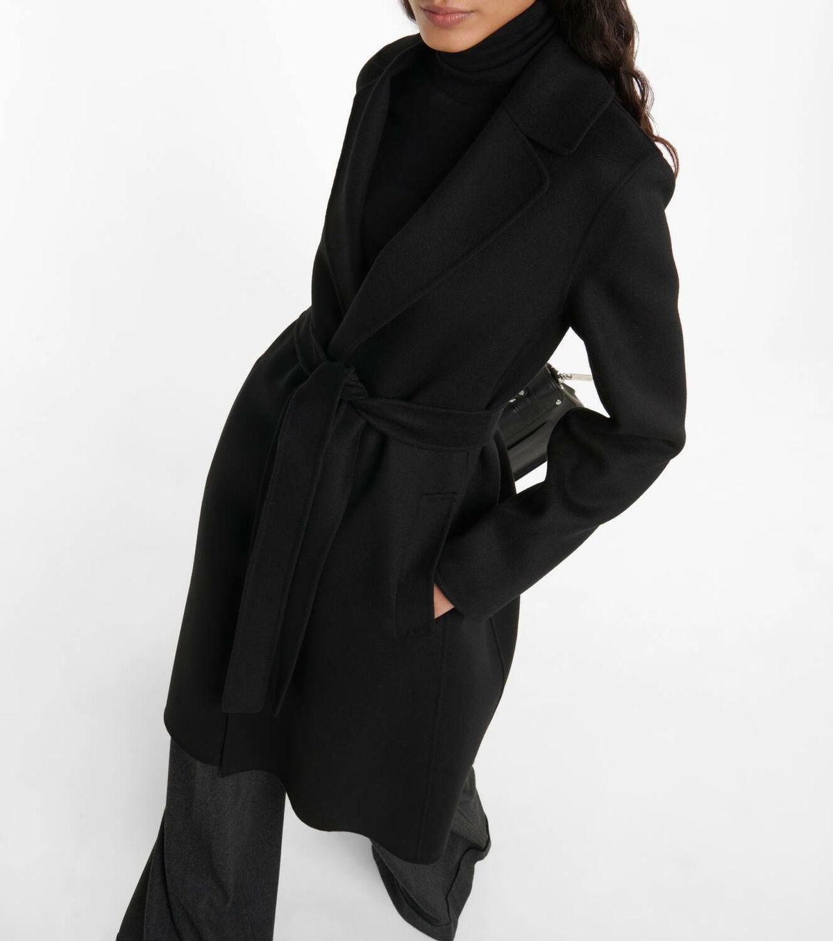 コート S MAX MARA PAULINE WOOL COAT Wool wrap coat, black | 