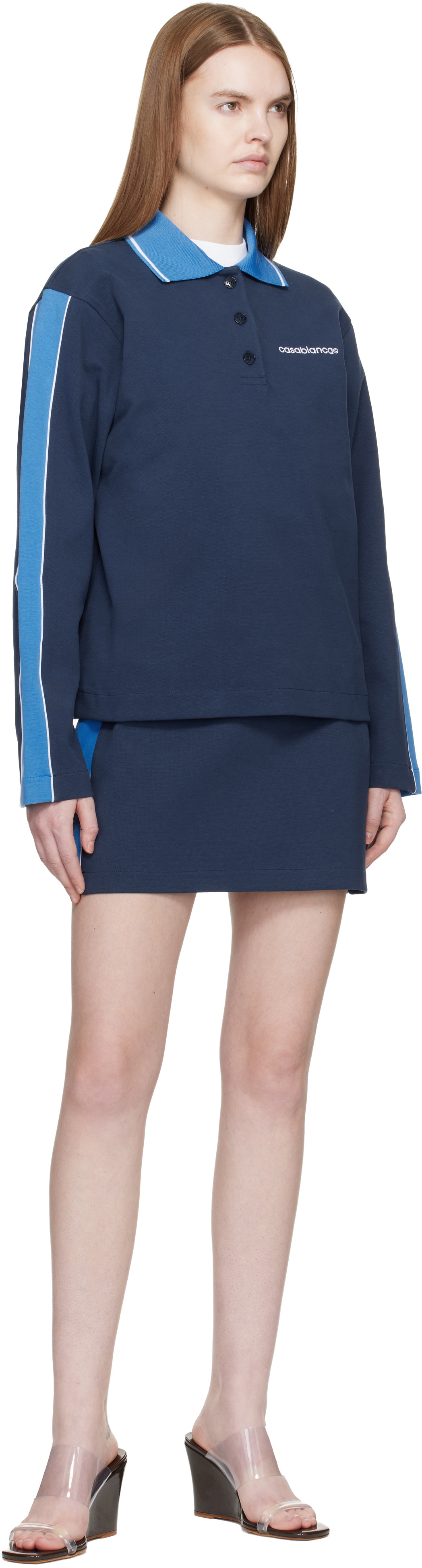 Casablanca Navy Punto Polo Collared Sweatshirt